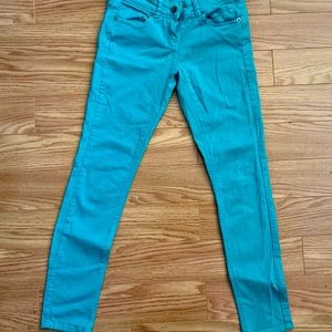 asos bright turquoise denim jeans size 0
